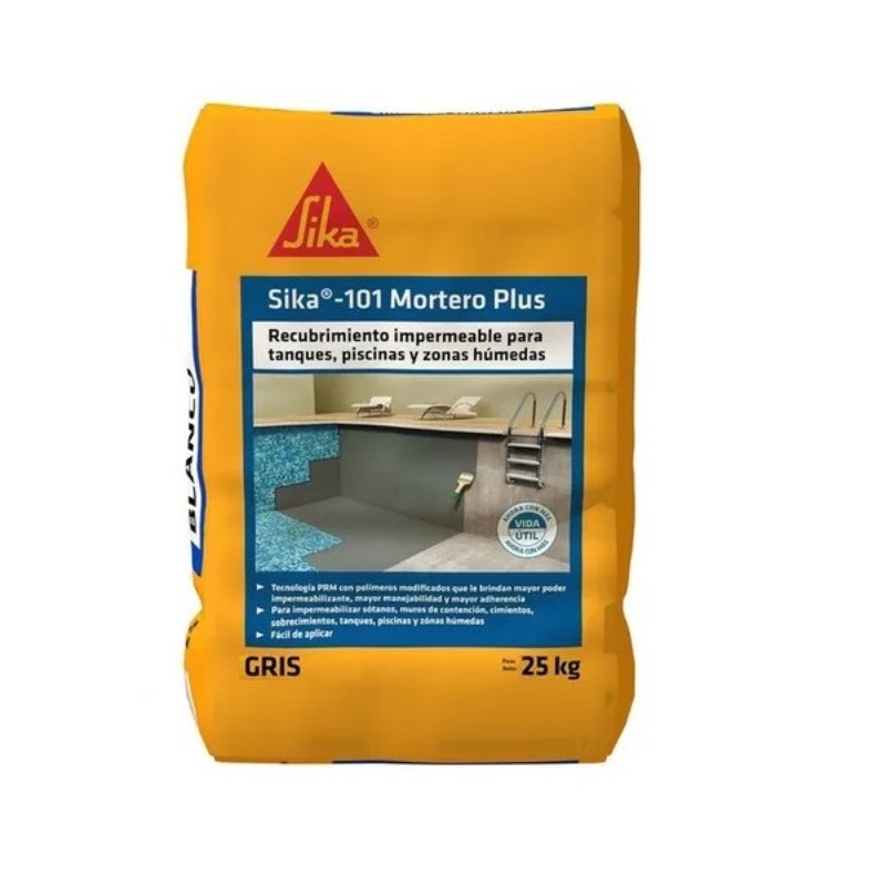 Sika 101 Mortero Plus Recubrimiento Impermeable Gris 25 kg Sika 
