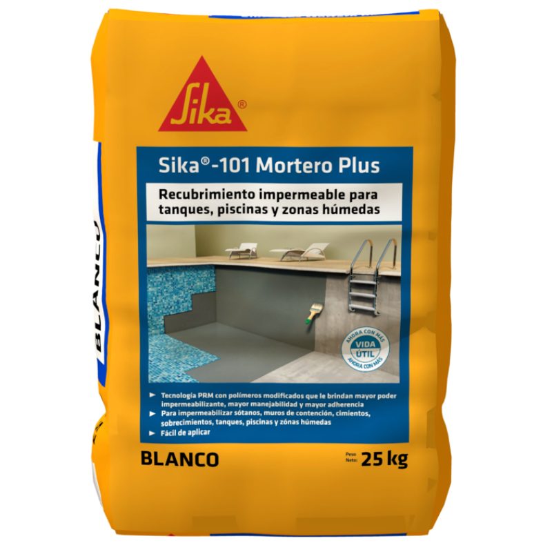 Sika 101 Mortero Plus Recubrimiento Impermeable Blanco 25 kg Sika