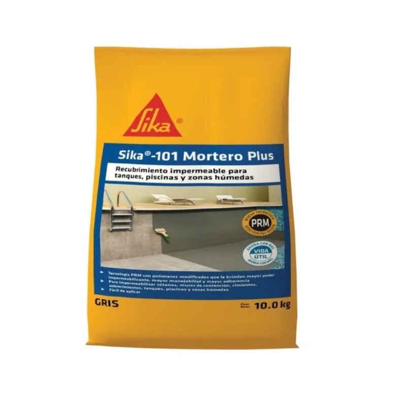 Sika 101 Mortero Plus Recubrimiento Impermeable Gris 10 kg Sika