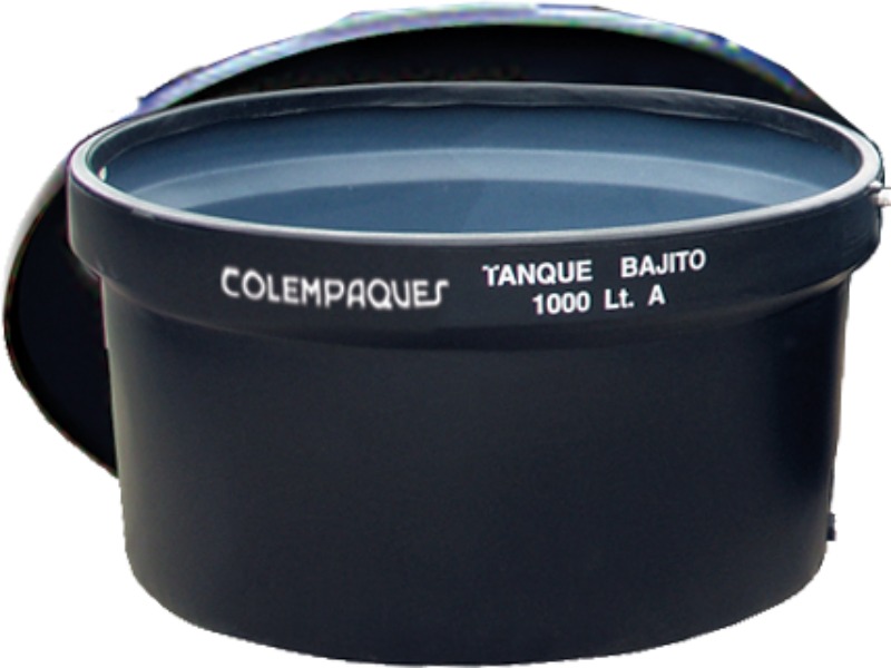 Tanque plástico agua bajito negro 1000 litros Colempaques