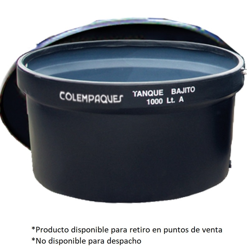 Tanque plástico agua bajito negro 1000 litros Colempaques