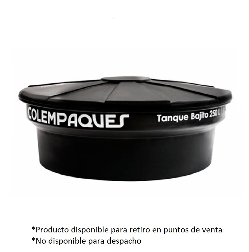 Tanque plástico agua bajito negro 250 litros Colempaques