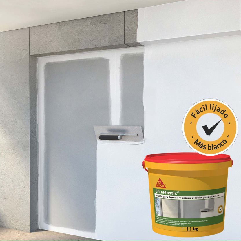 Sikamastic Masilla para Drywall y estuco plástico para interiores x 1.1 Kg Sika