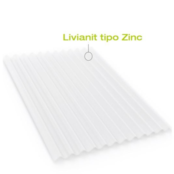 Teja livianit tipo zinc No. 8 marfil 2.44 m x 82 cms Eternit 